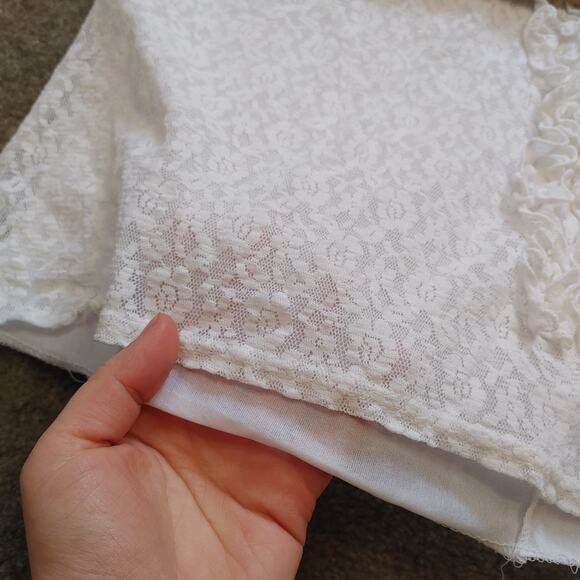 Notations Clothing Co White Lace Frill Size Small 19 Pit Summer Sheer Kawaii - Picture 6 of 7